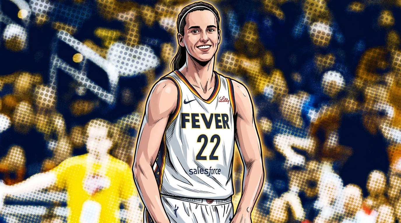 Caitlin Clark Indiana Fever comic book style halftone Ben-Day dots