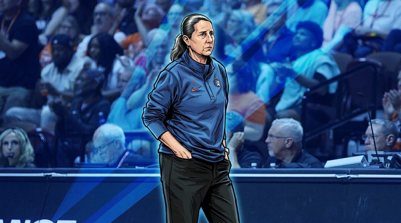 Cheryl Reeve comic-style portrait, Minnesota Lynx sideline — Swipe Sports
