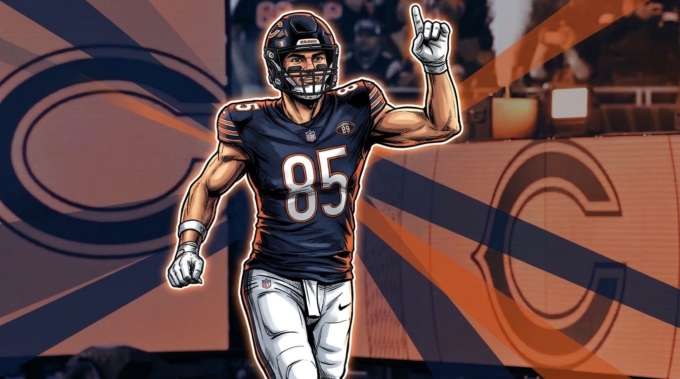 Cole Kmet celebrates for the Chicago Bears — Swipe Sports