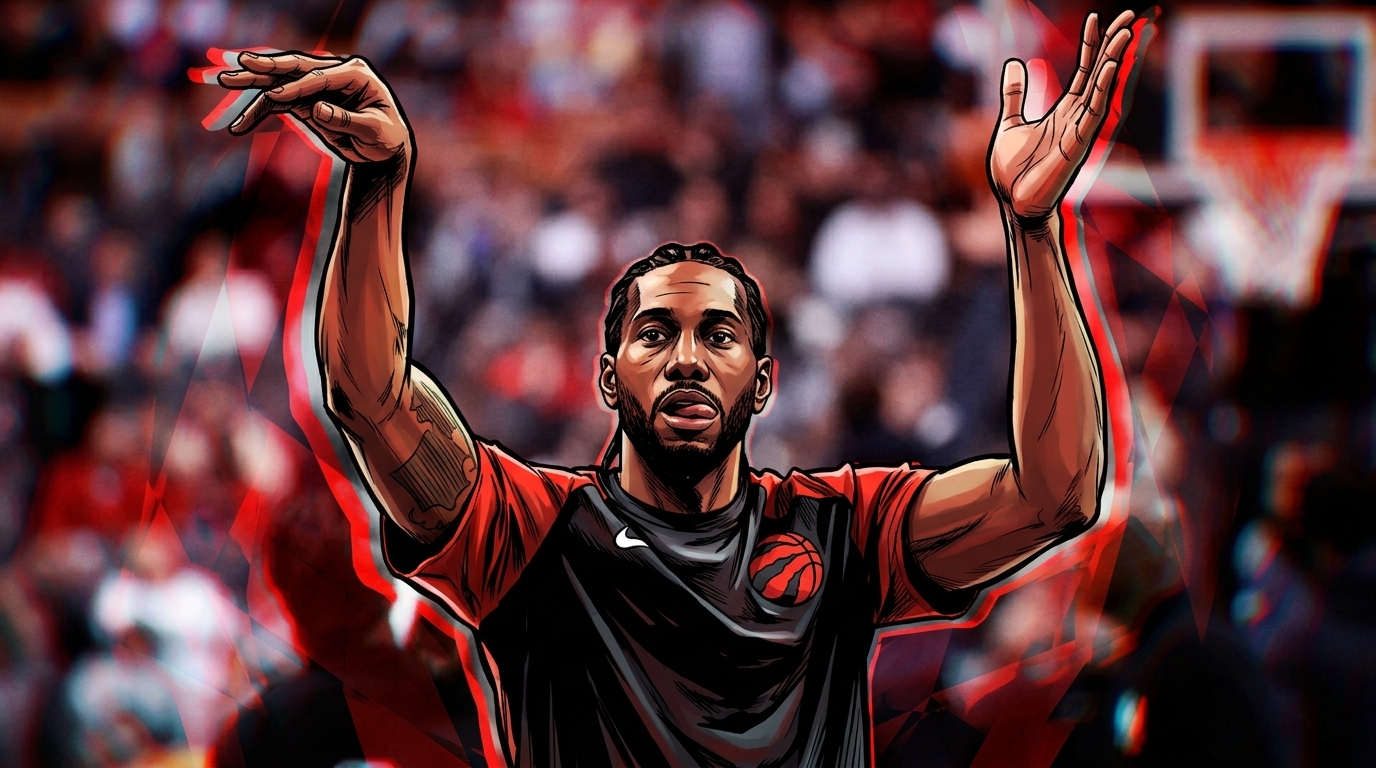 Comic-style illustrated portrait of Kawhi Leonard