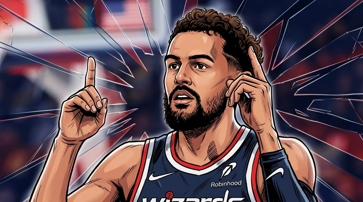 Trae Young Washington Wizards navy jersey comic book shattered glass effect
