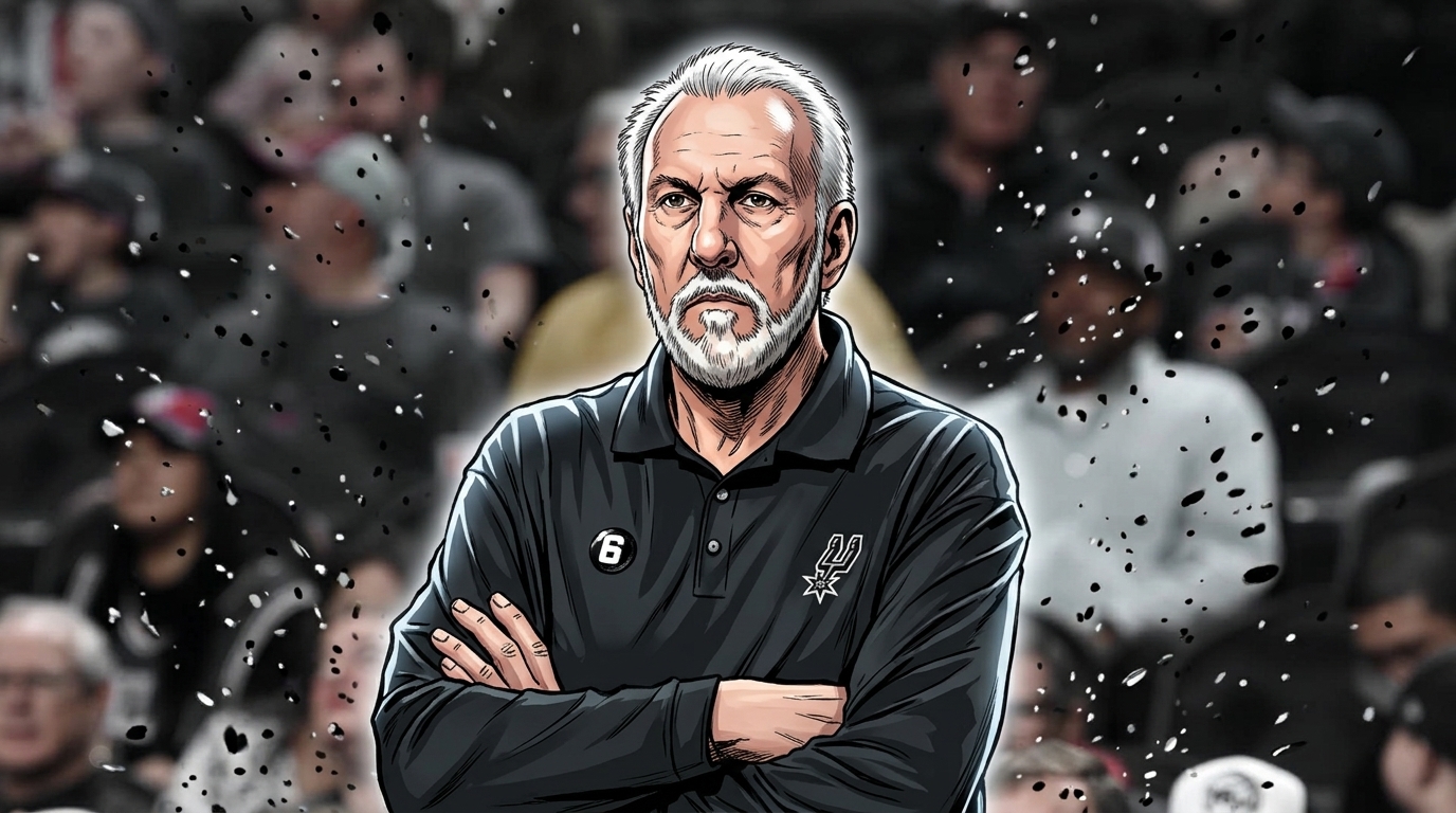 Gregg Popovich, San Antonio Spurs president of basketball operations, comic-style illustration