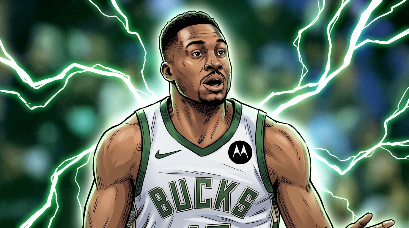 Thanasis Antetokounmpo comic-book style illustration with electric energy effect