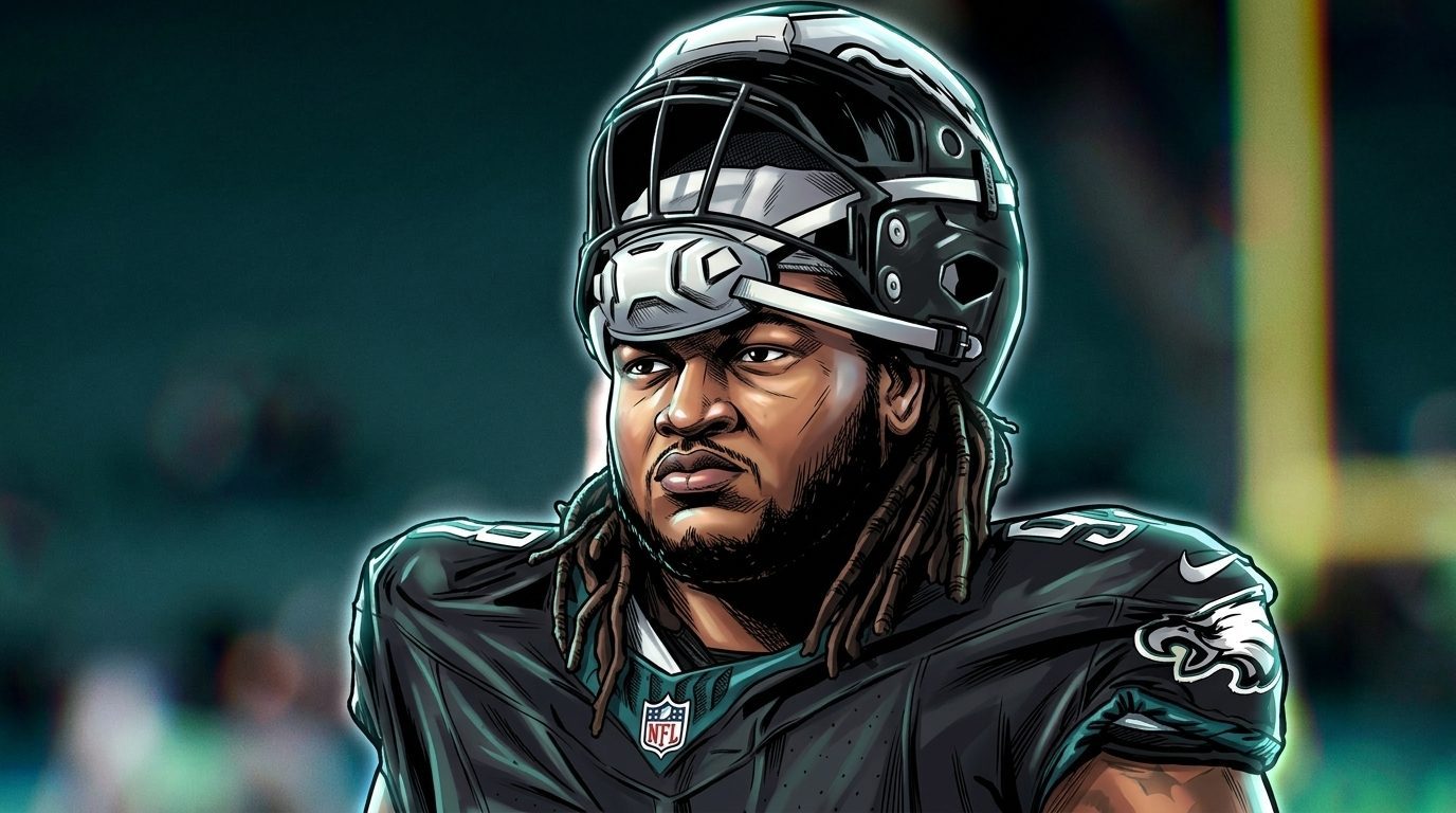 Jalen Carter in the Eagles black alternate uniform — Swipe Sports Encyclopedia