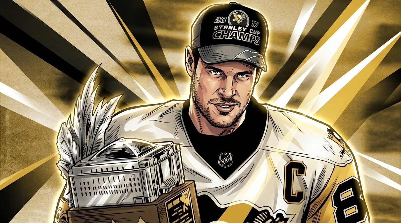 Sidney Crosby in a Stanley Cup champions cap — Swipe Sports Encyclopedia