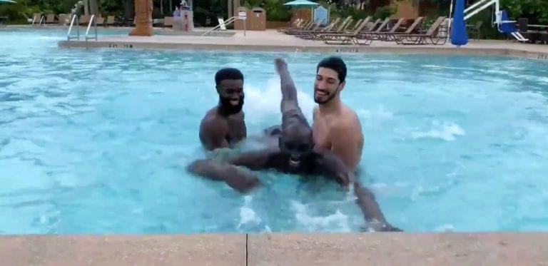Tacko Fall swim lesson